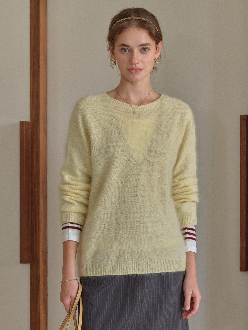 Tru Cloud-Soft Wool Round Neck Sweater Bright Yellow