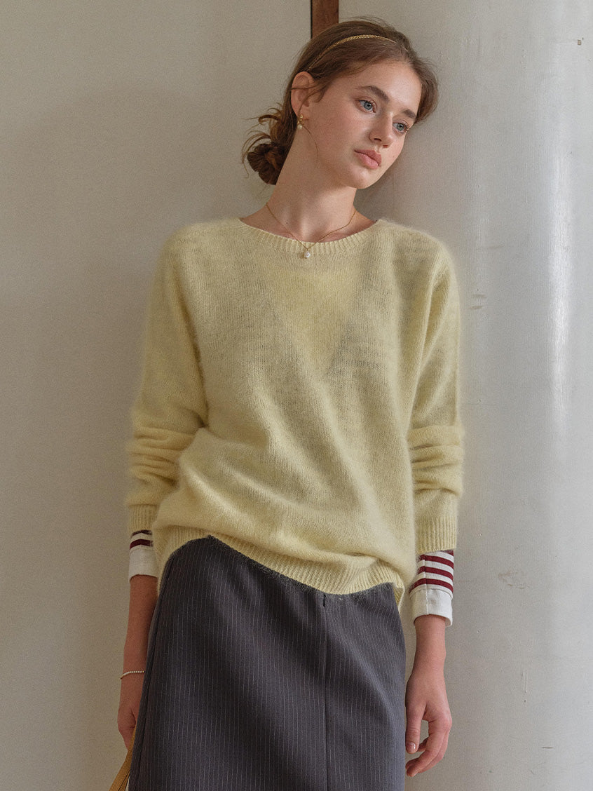 Tru Cloud-Soft Wool Round Neck Sweater Bright Yellow