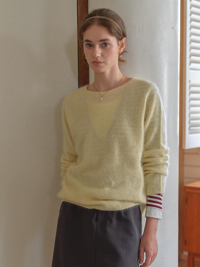 Tru Cloud-Soft Wool Round Neck Sweater Bright Yellow