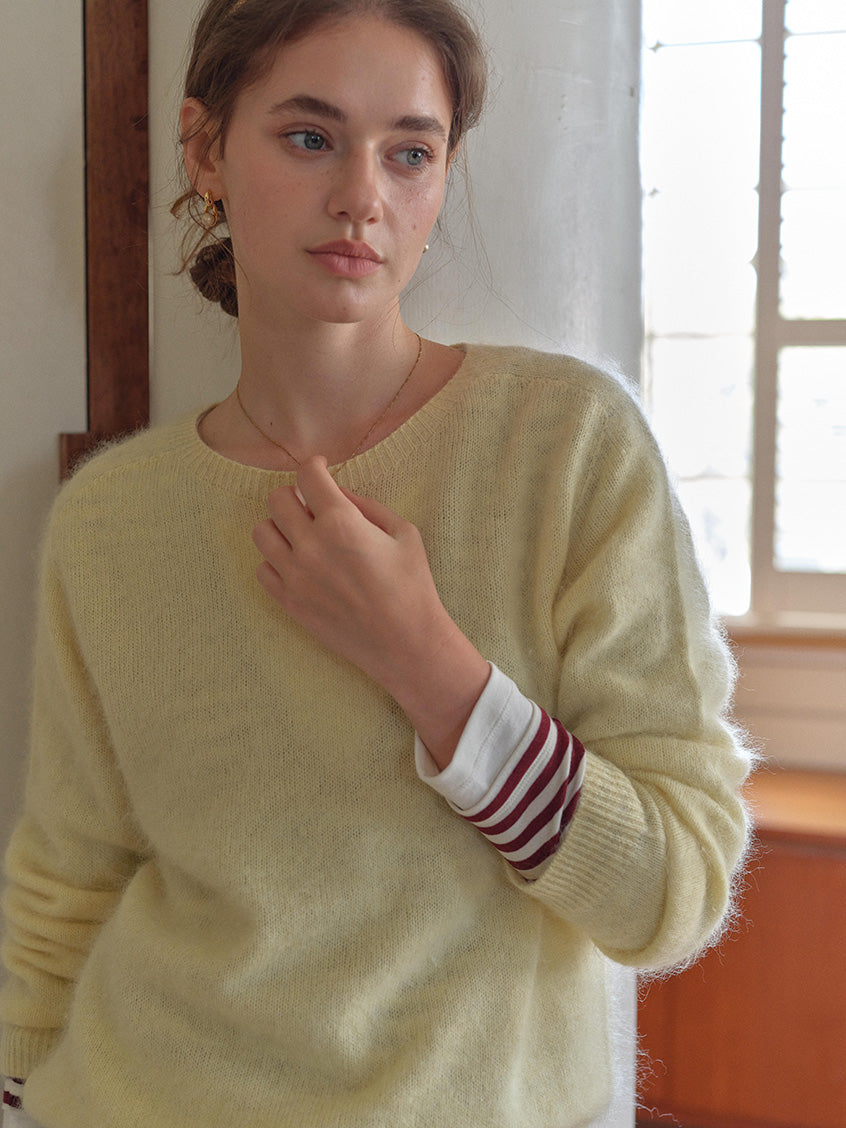 Tru Cloud-Soft Wool Round Neck Sweater Bright Yellow