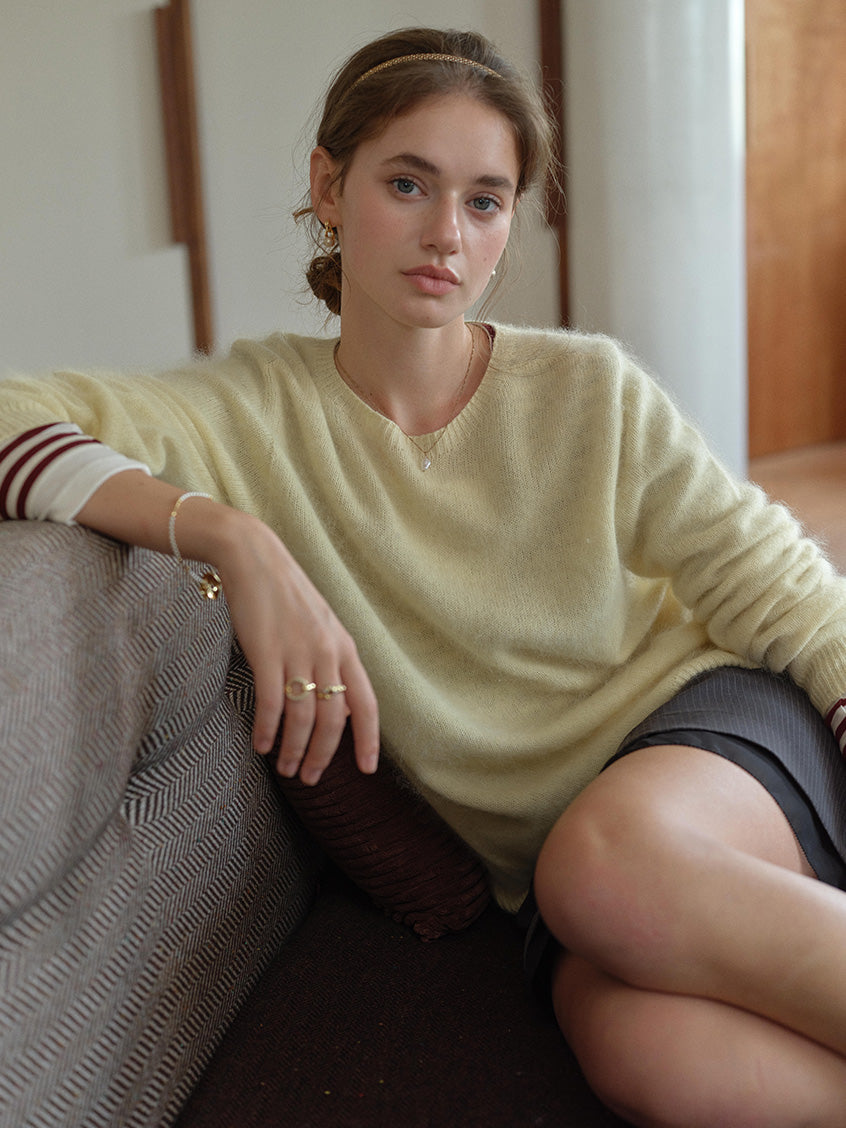 Tru Cloud-Soft Wool Round Neck Sweater Bright Yellow