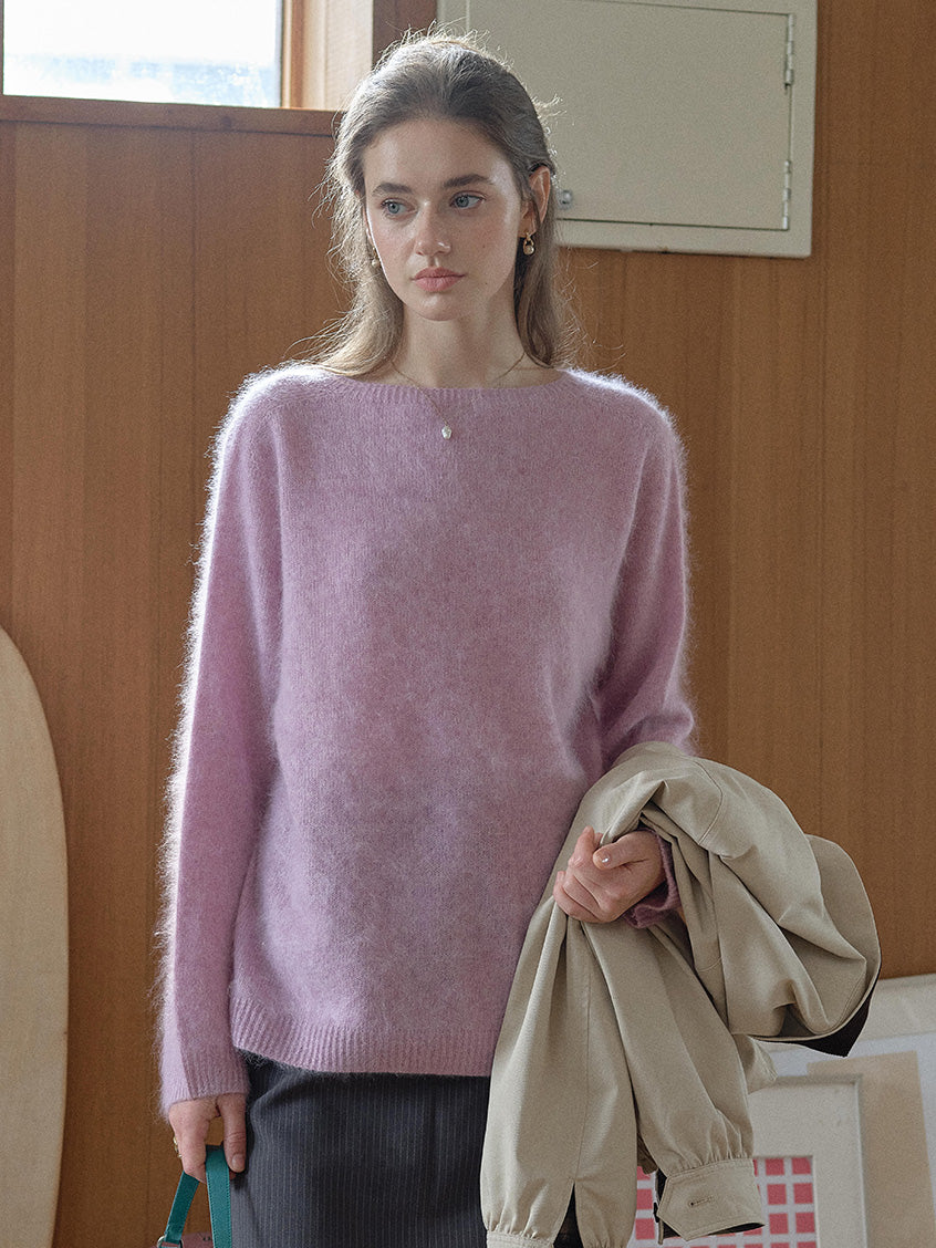 Tru Cloud-Soft Wool Round Neck Sweater Lilac