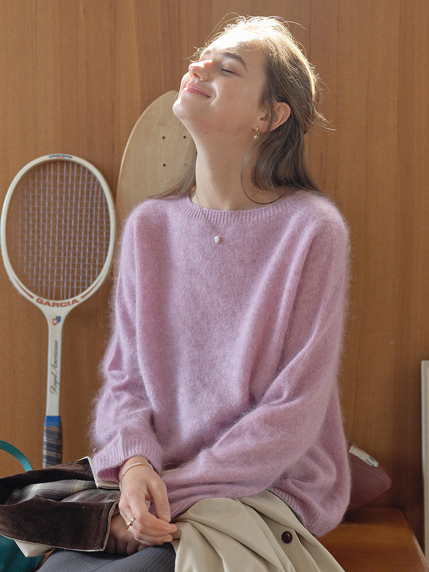 Tru Cloud-Soft Wool Round Neck Sweater Lilac