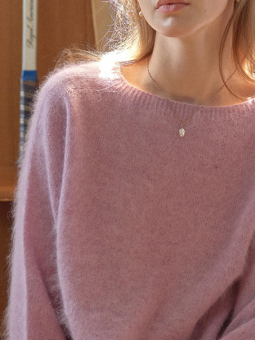 Tru Cloud-Soft Wool Round Neck Sweater Lilac