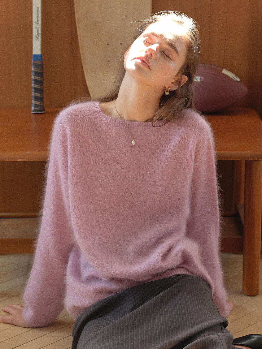 Tru Cloud-Soft Wool Round Neck Sweater Lilac