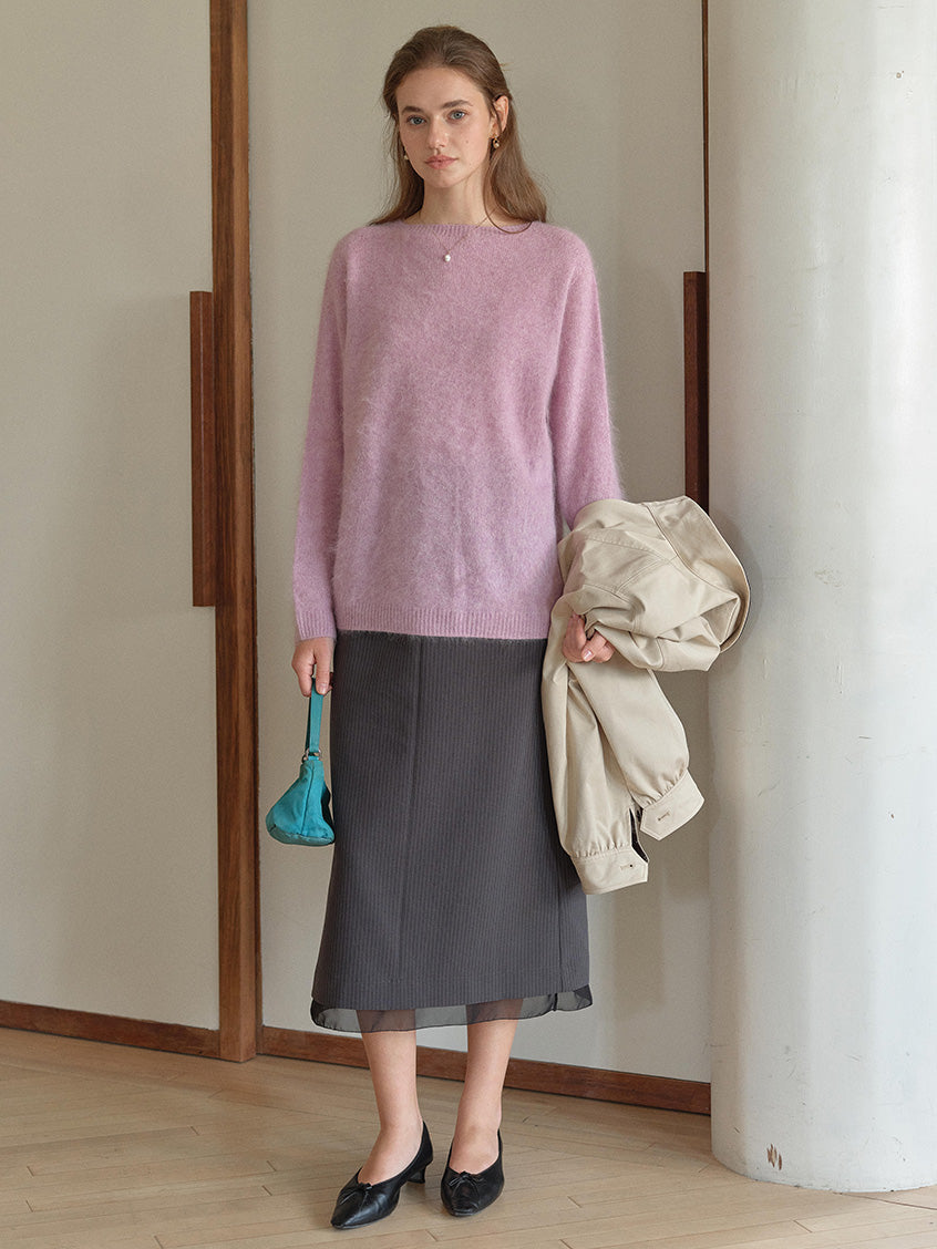 Tru Cloud-Soft Wool Round Neck Sweater Lilac