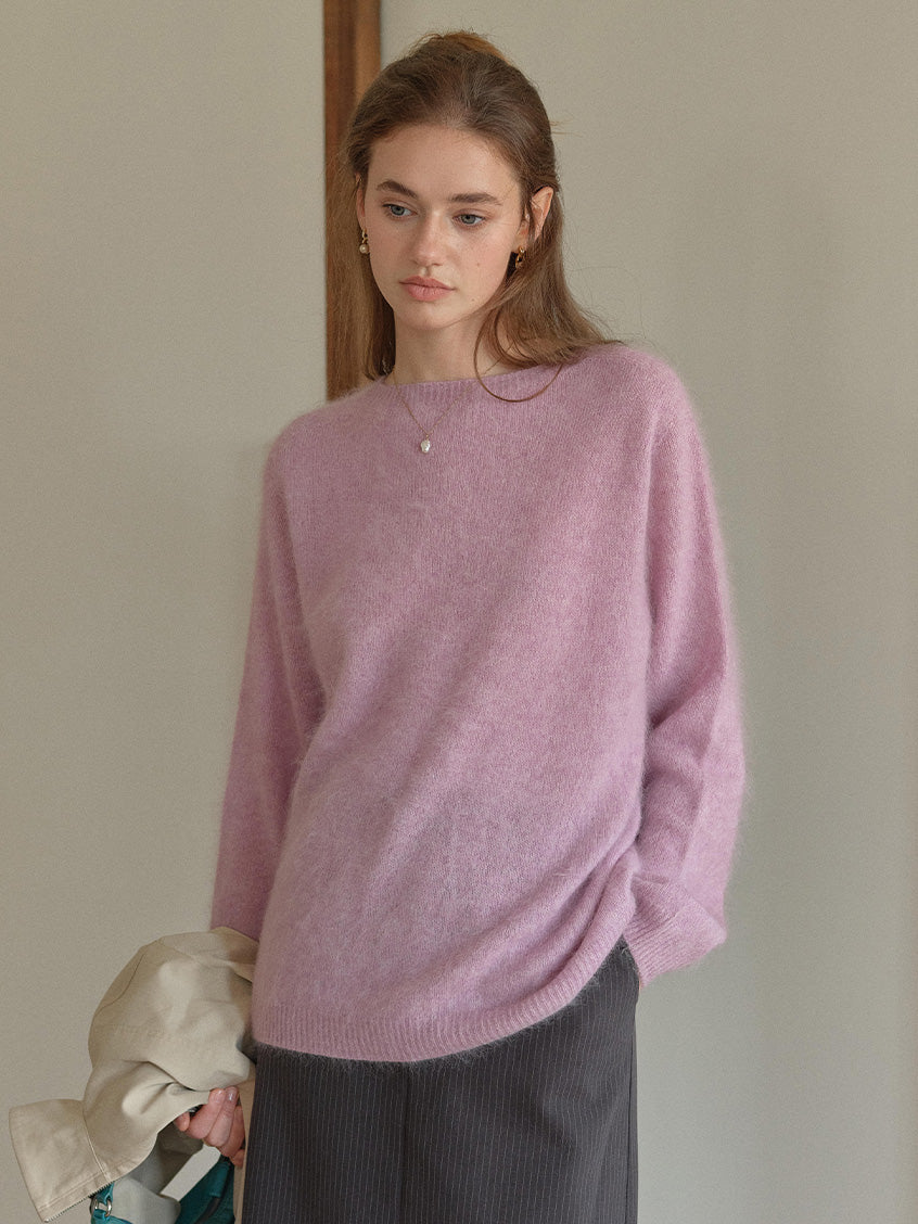 Tru Cloud-Soft Wool Round Neck Sweater Lilac