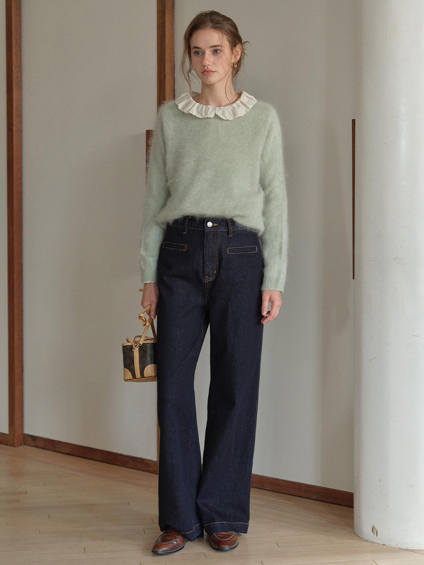 Tru Cloud-Soft Wool Round Neck Sweater Pale green