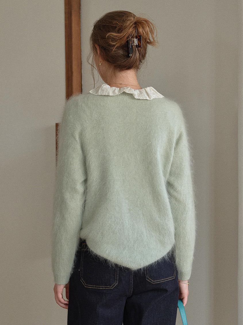 Tru Cloud-Soft Wool Round Neck Sweater Pale green