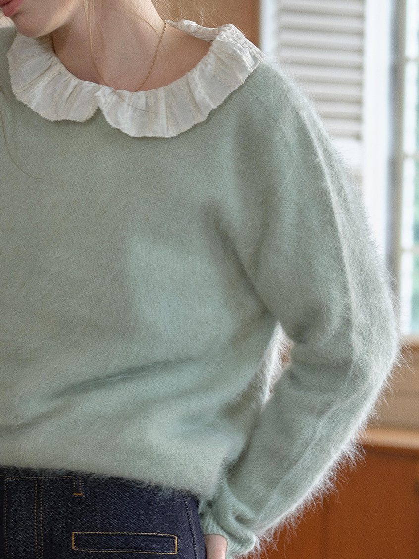 Tru Cloud-Soft Wool Round Neck Sweater Pale green