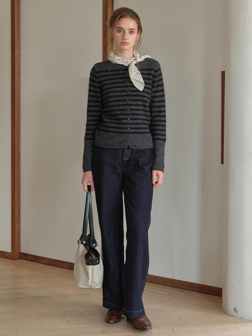 Laylah All-Purpose Striped Round Neck Cardigan