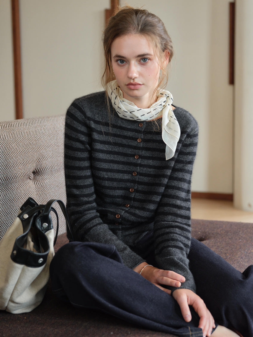 Laylah All-Purpose Striped Round Neck Cardigan