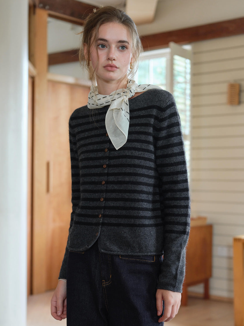 Laylah All-Purpose Striped Round Neck Cardigan