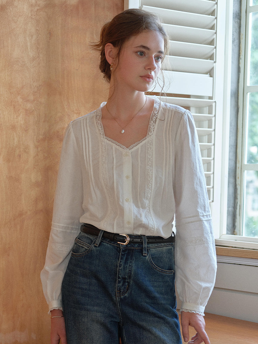 Juniper French Lace Embroidered Blouse