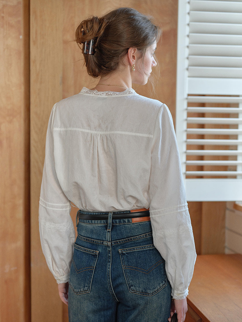 Juniper French Lace Embroidered Blouse