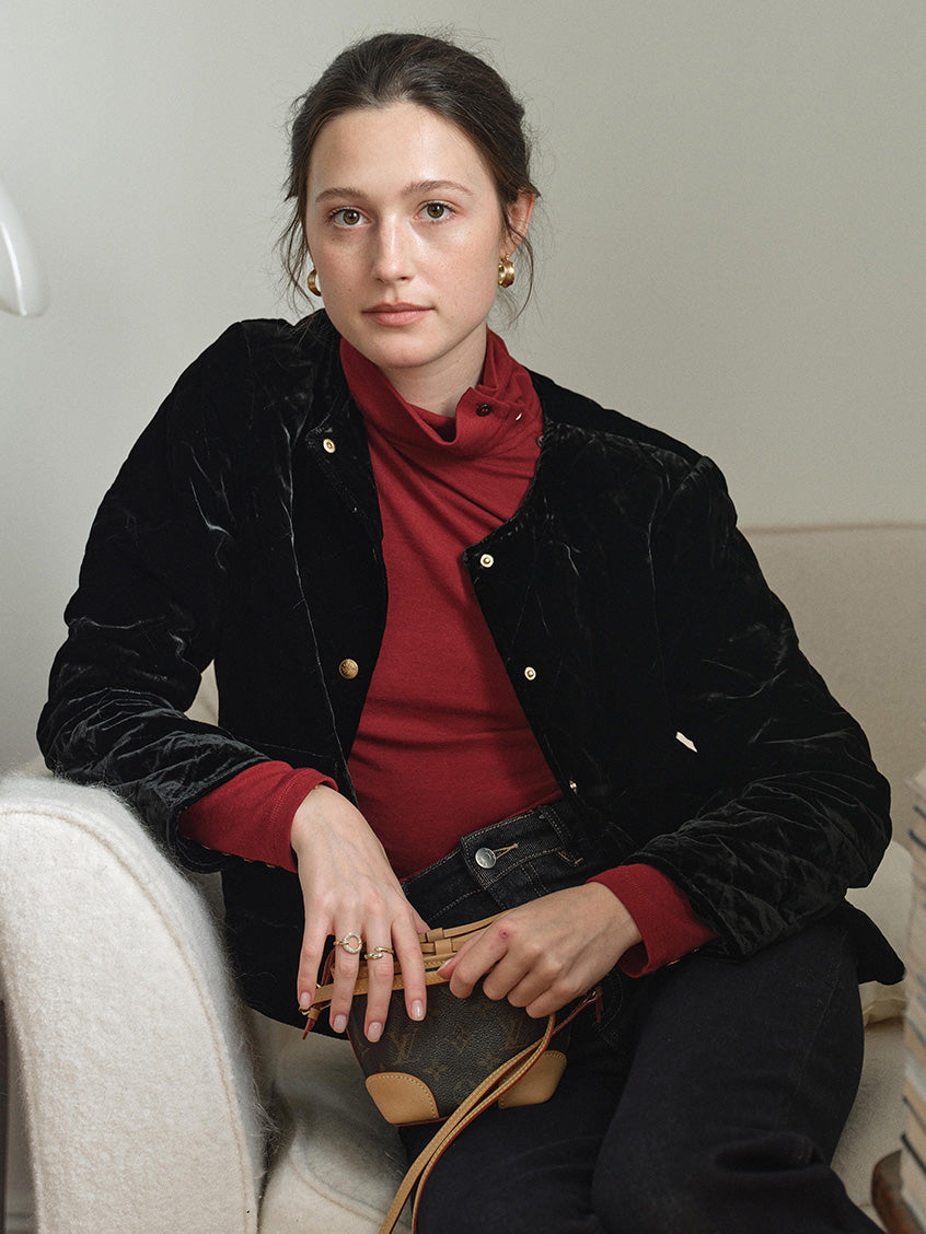 Desiree 100%Viscose Round Neck Velvet Short Coat