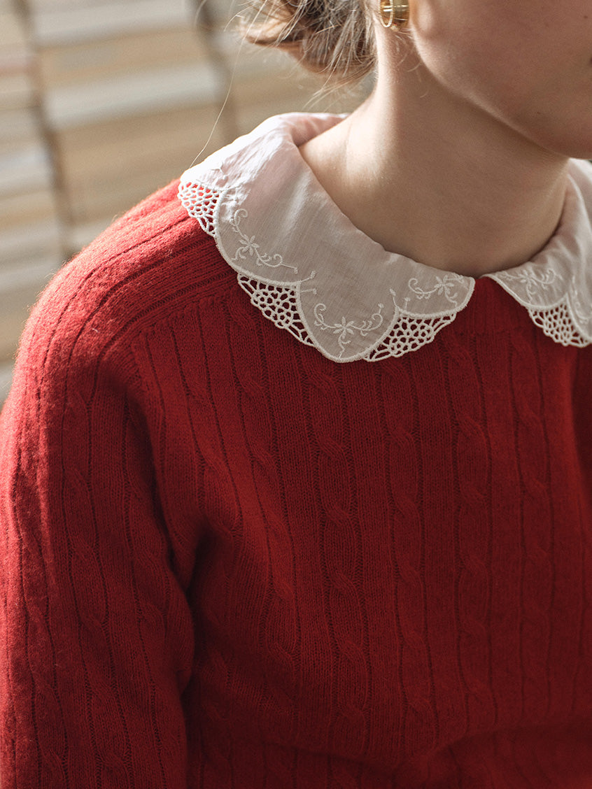 Shay Cable-Knit Lightweight Wool-Cashmere Sweater Red