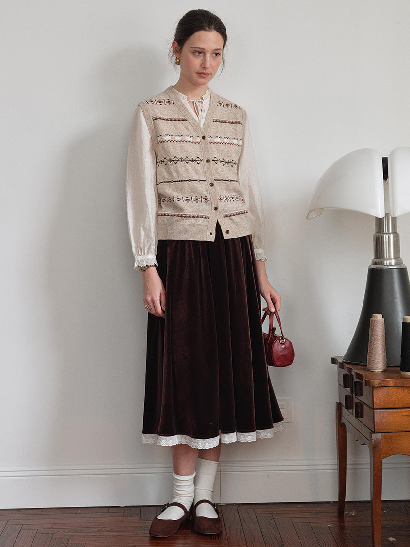 Golda Fair Isle Button-Front Cropped Vest