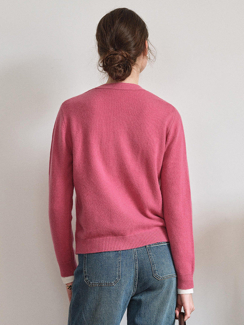 Ainhoa 100%Wool Drop Shoulder Versatile Cardigan Rosy Pink