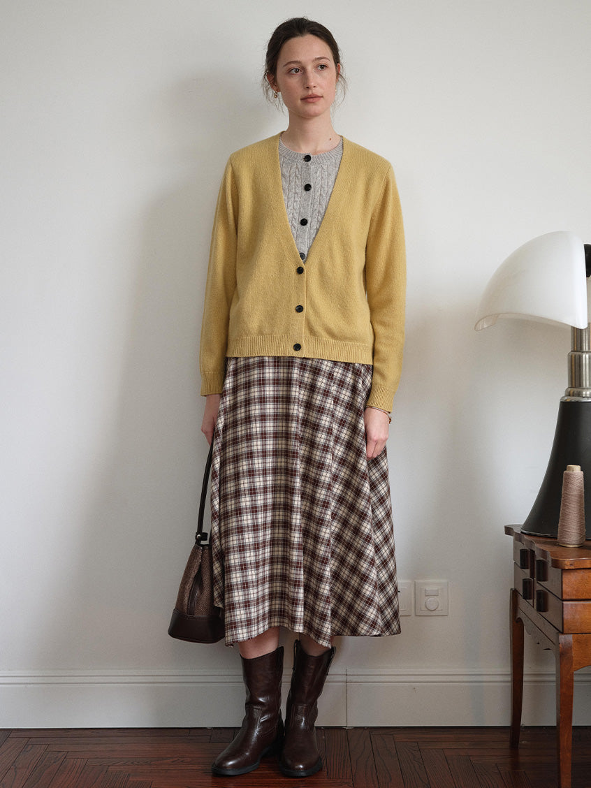 Ainhoa 100%Wool Drop Shoulder Versatile Cardigan Yellow