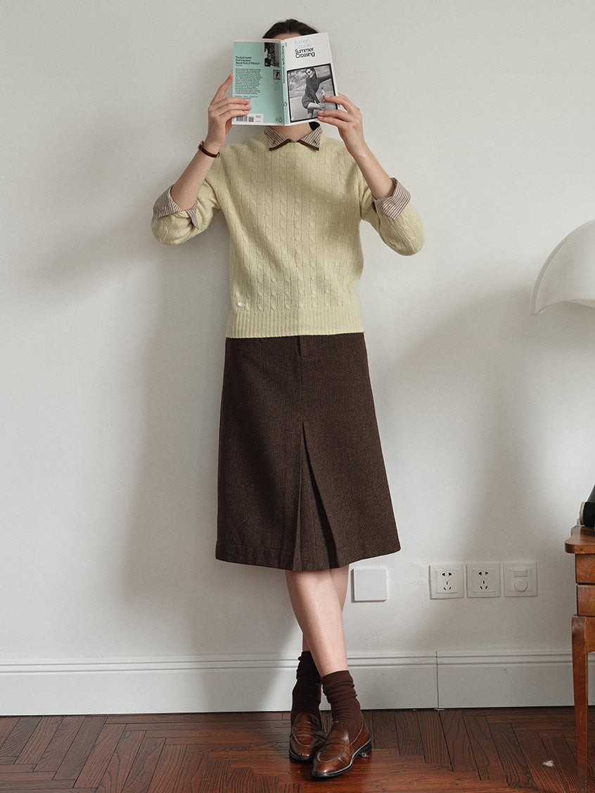 Shay Cable-Knit Lightweight Wool-Cashmere Sweater Yellow
