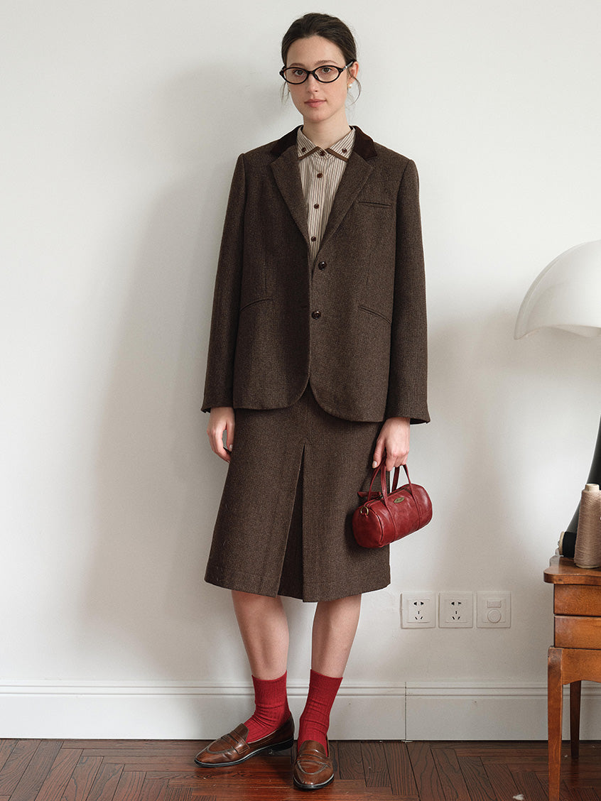 Zeta Lapel Collar Flap-Pocket Textured Blazer