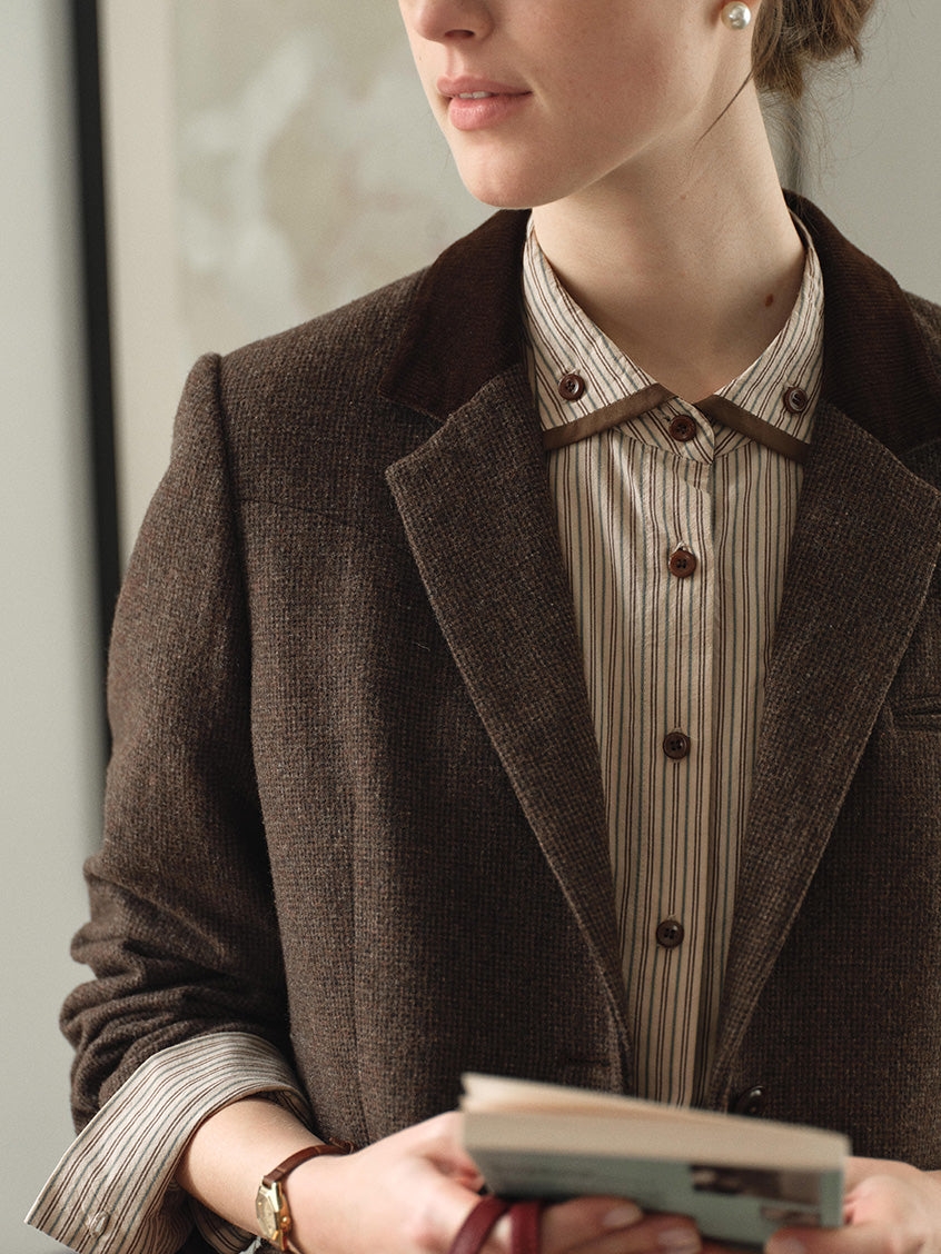 Zeta Lapel Collar Flap-Pocket Textured Blazer