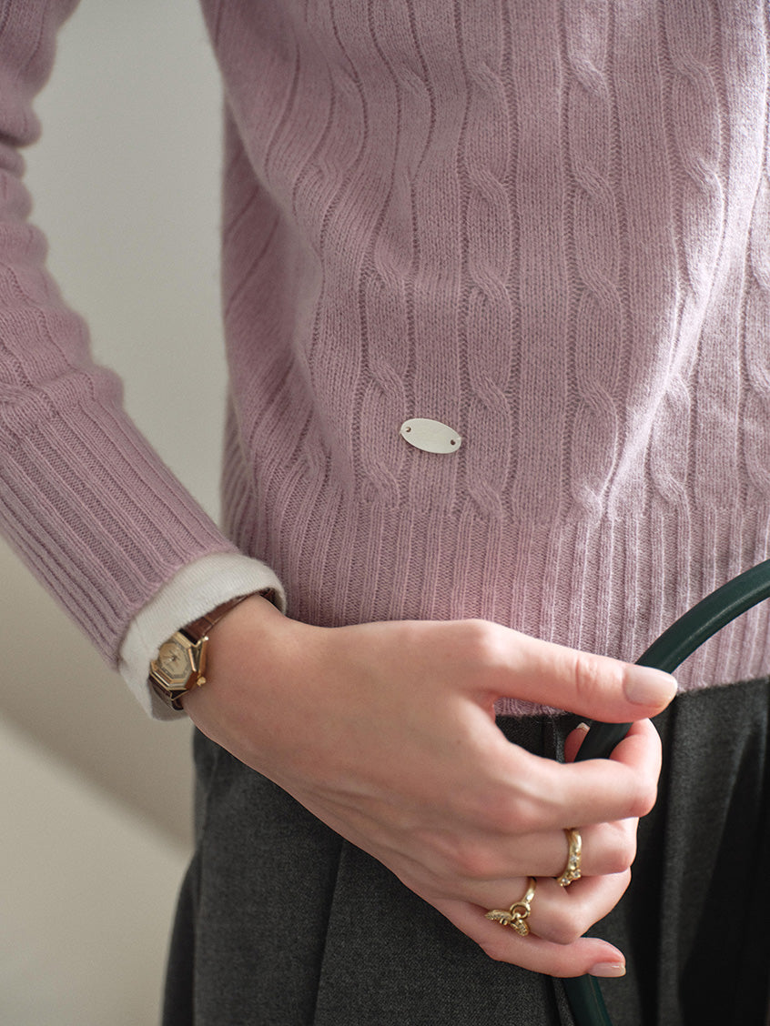 Shay Cable-Knit Lightweight Wool-Cashmere Sweater Purple