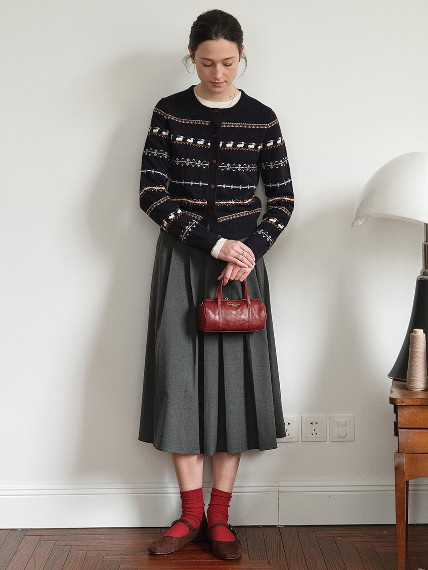 Tania Fair Isle Button-Front Cropped Cardigan