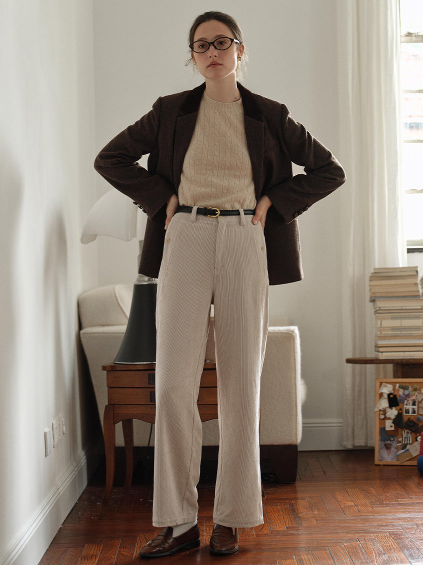 Shay Cable-Knit Lightweight Wool-Cashmere Sweater Beige