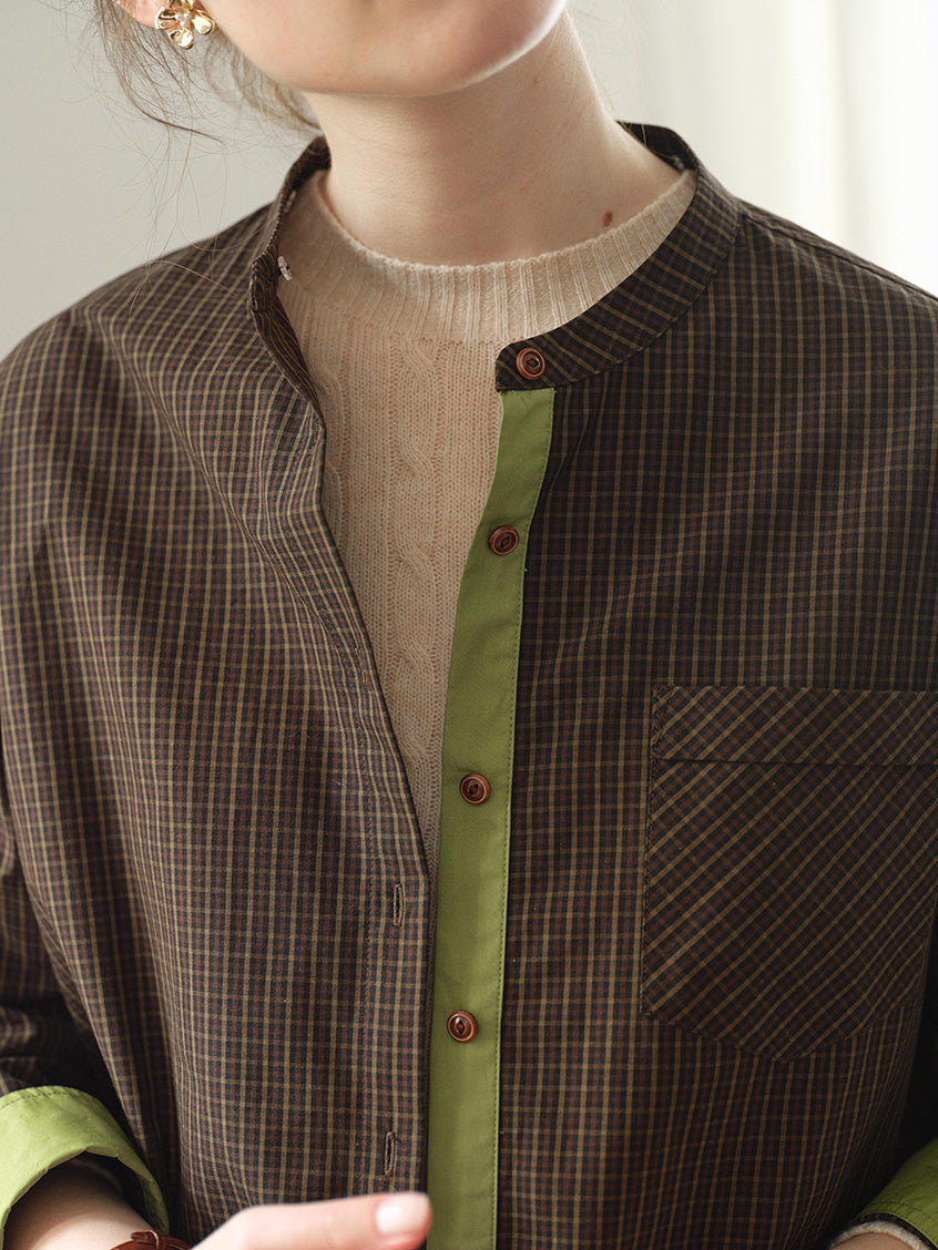 Meredith 100%Cotton Vintage Pinstripe Contrast Lining Blouse