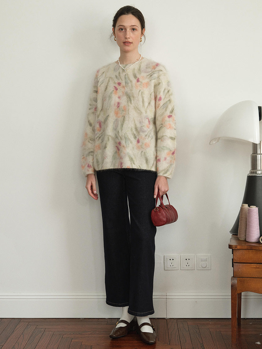 Lucrezia Floral Cable-Knit Wool Oversized Sweater