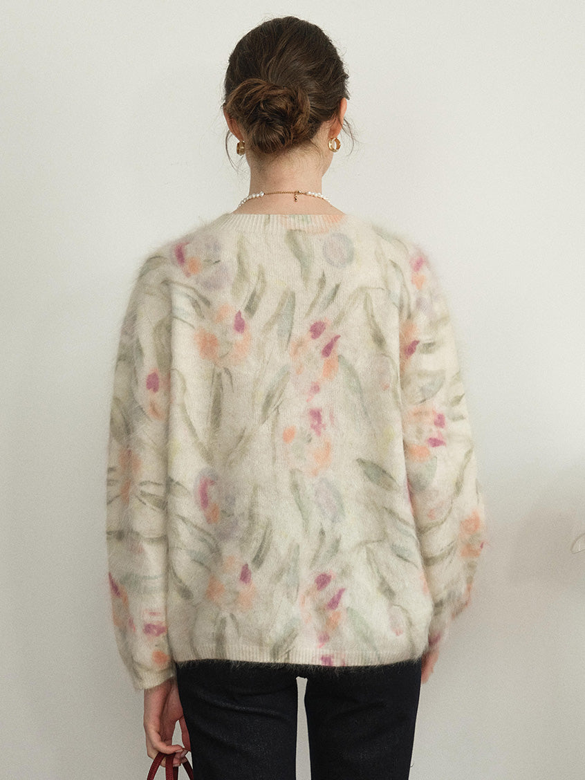 Lucrezia Floral Cable-Knit Wool Oversized Sweater