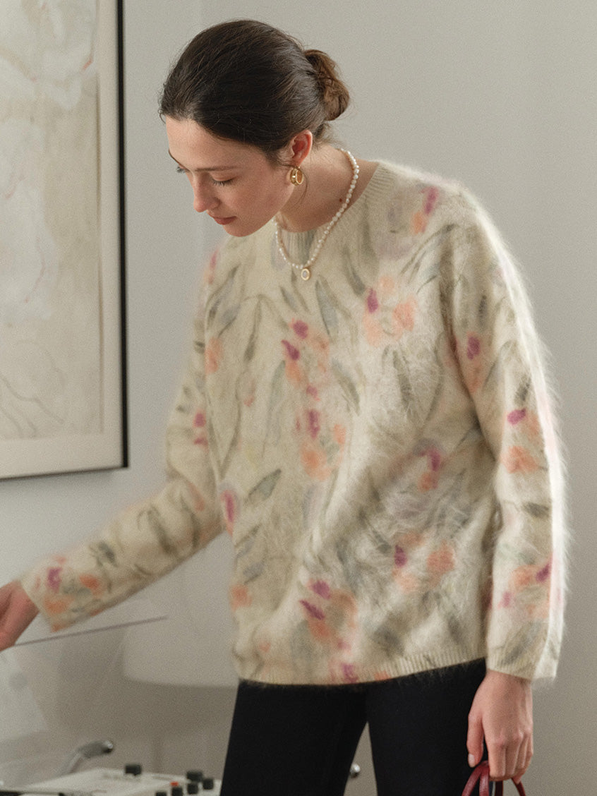 Lucrezia Floral Cable-Knit Wool Oversized Sweater