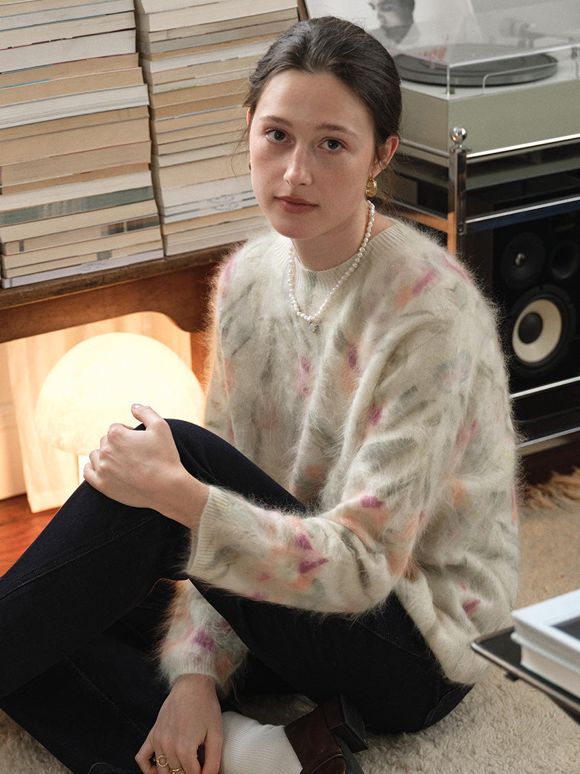 Lucrezia Floral Cable-Knit Wool Oversized Sweater