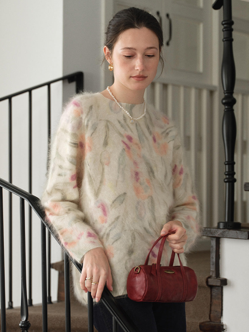 Lucrezia Floral Cable-Knit Wool Oversized Sweater