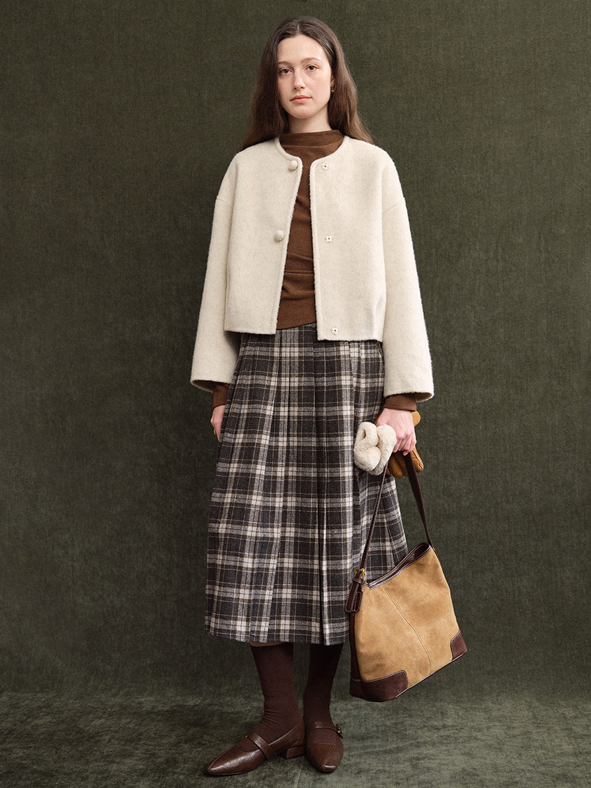 Regine Ball-Button Collarless Cropped Jacket