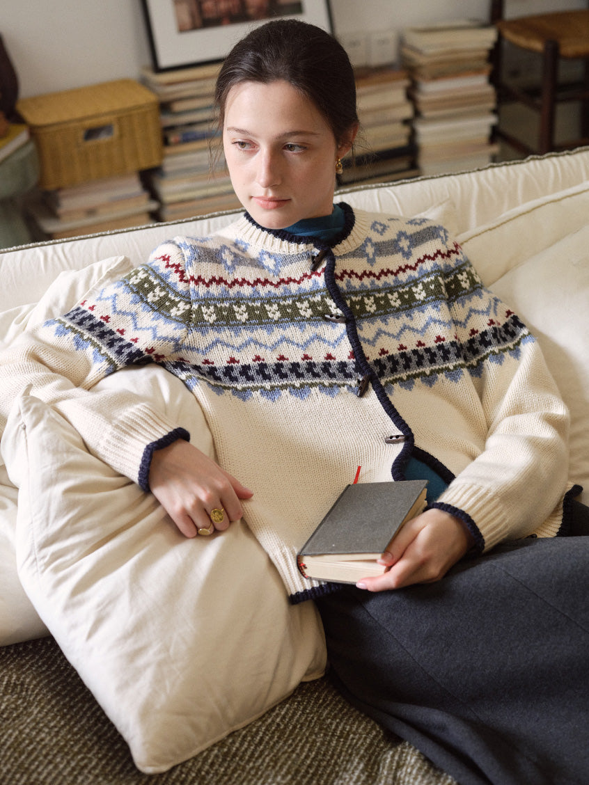 Amelinda Contrast-Trim Wool-Blend Cardigan