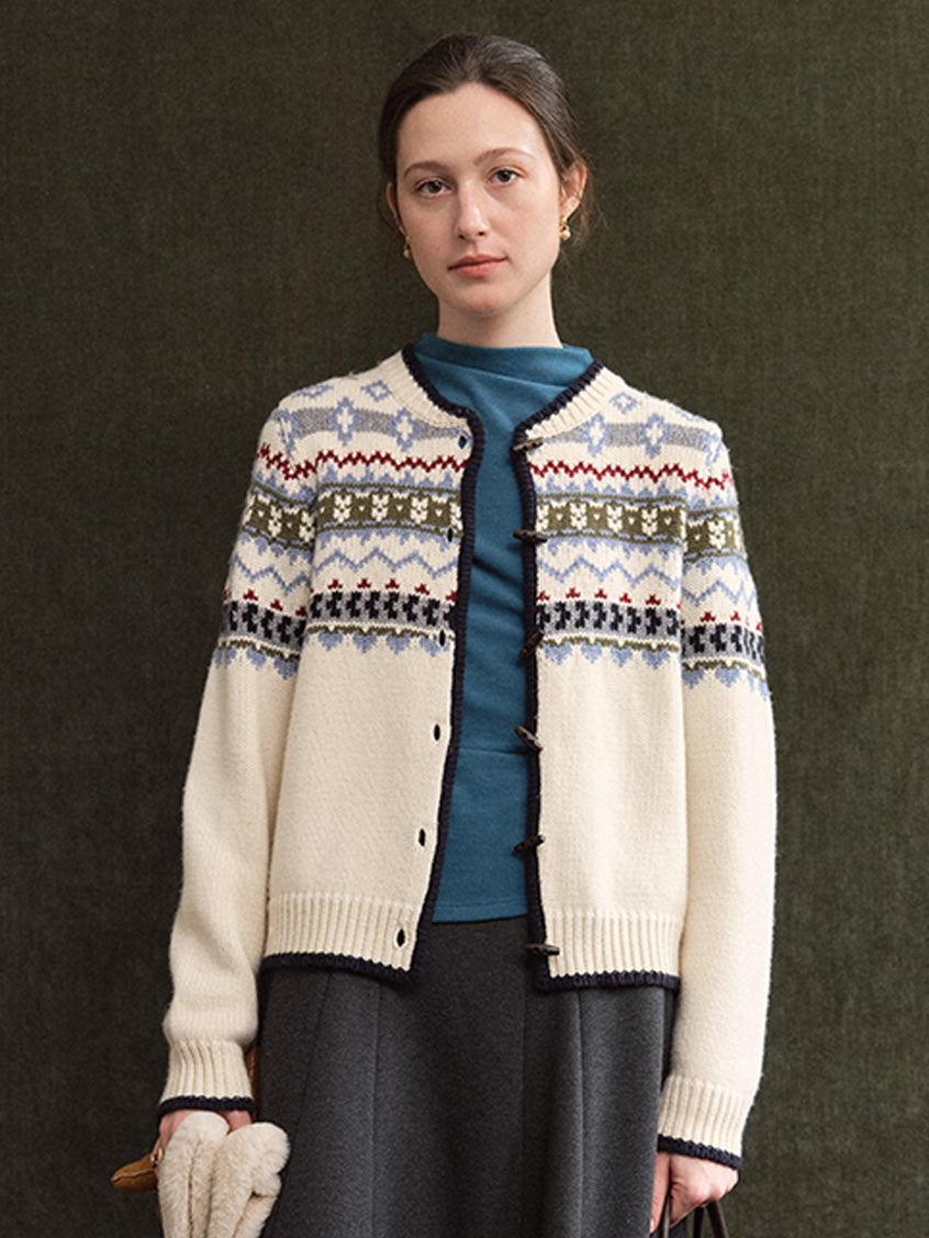 Amelinda Contrast-Trim Wool-Blend Cardigan