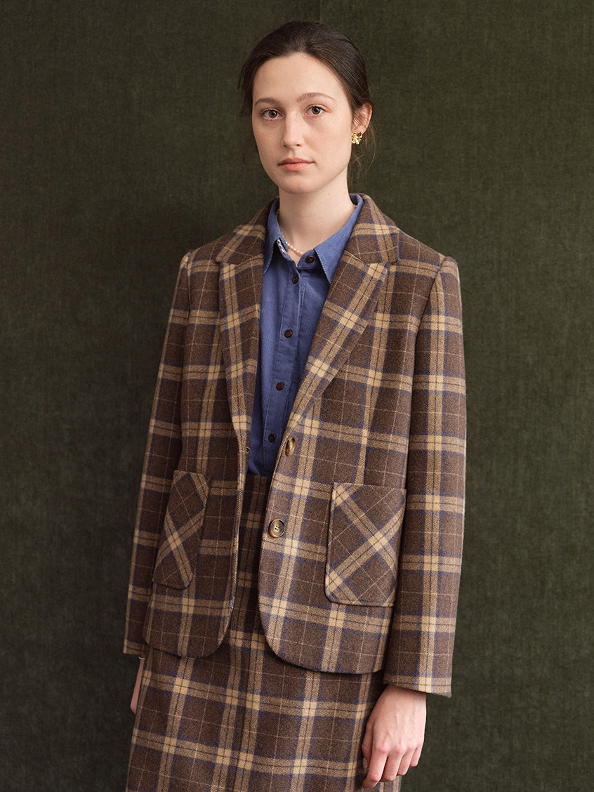 Charis Plaid Single-Breasted Wool-Blend Blazer