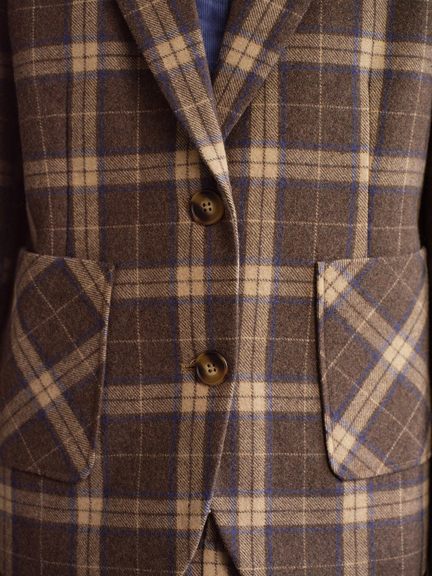 Charis Plaid Single-Breasted Wool-Blend Blazer
