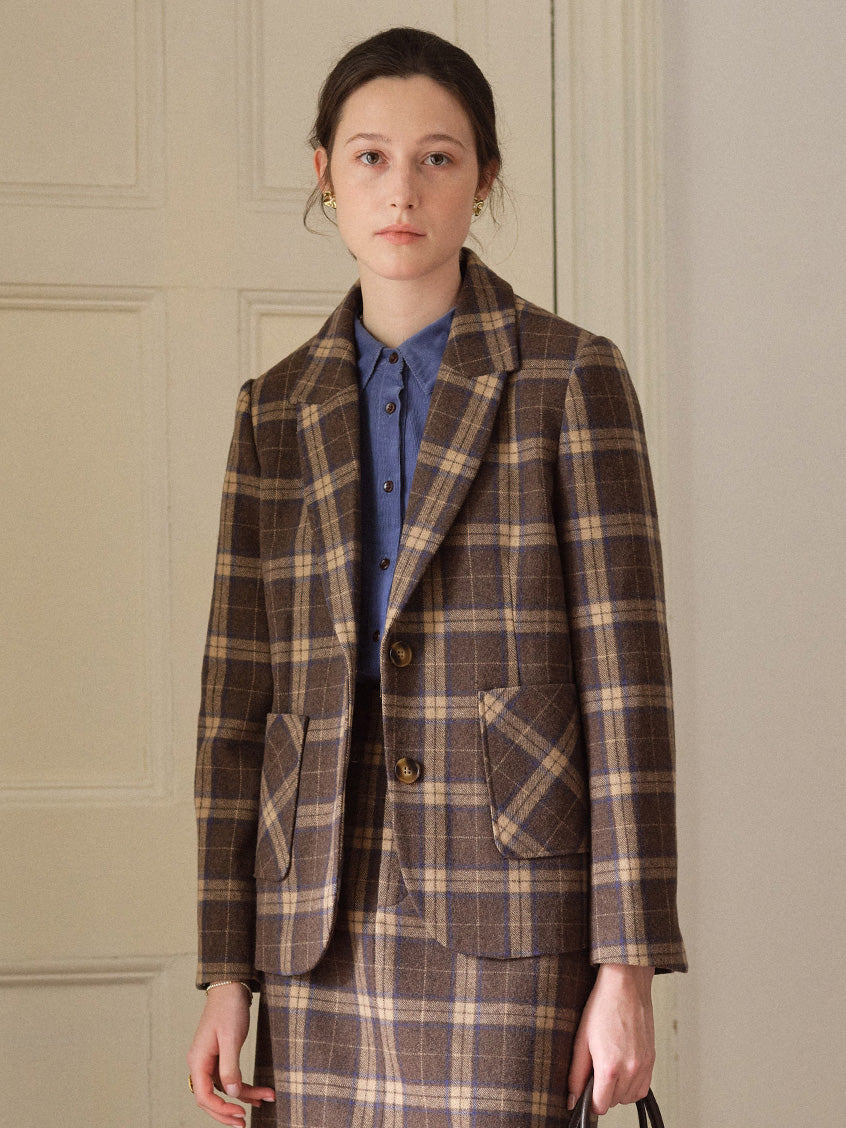 Charis Plaid Single-Breasted Wool-Blend Blazer