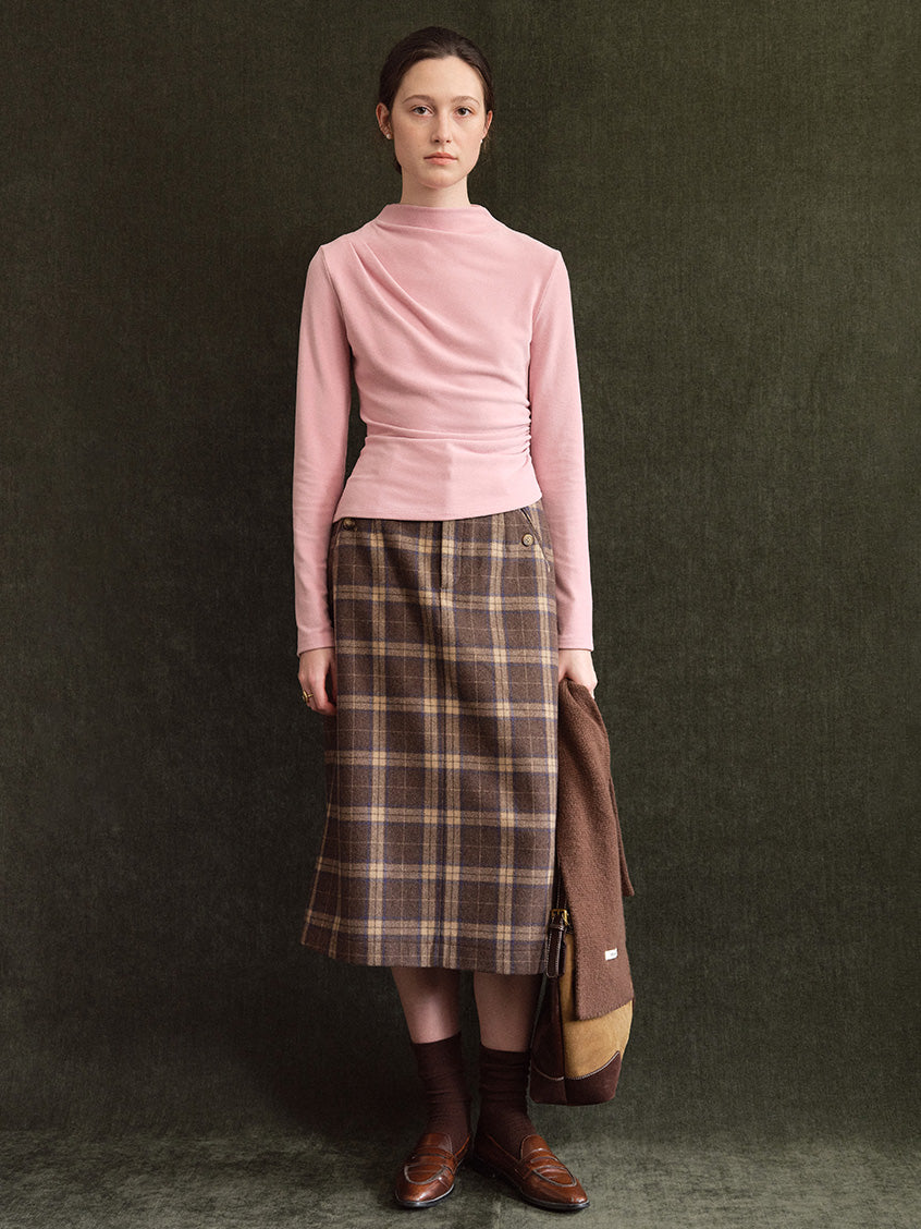 Izora All-Purpose Side-Ruched Mock-Neck Top Pinkish purple