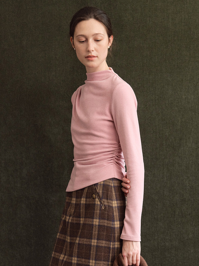 Izora All-Purpose Side-Ruched Mock-Neck Top Pinkish purple