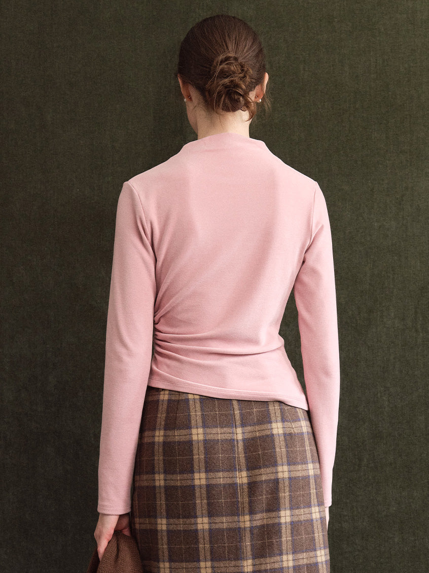 Izora All-Purpose Side-Ruched Mock-Neck Top Pinkish purple