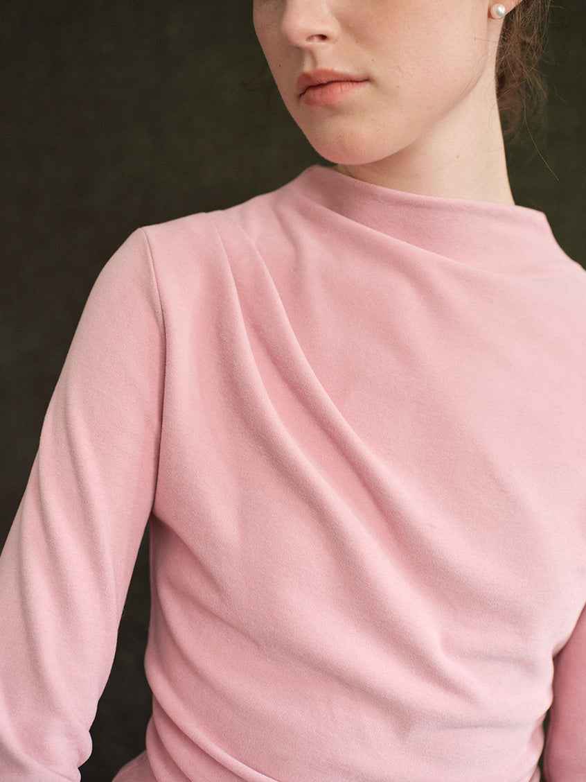 Izora All-Purpose Side-Ruched Mock-Neck Top Pinkish purple
