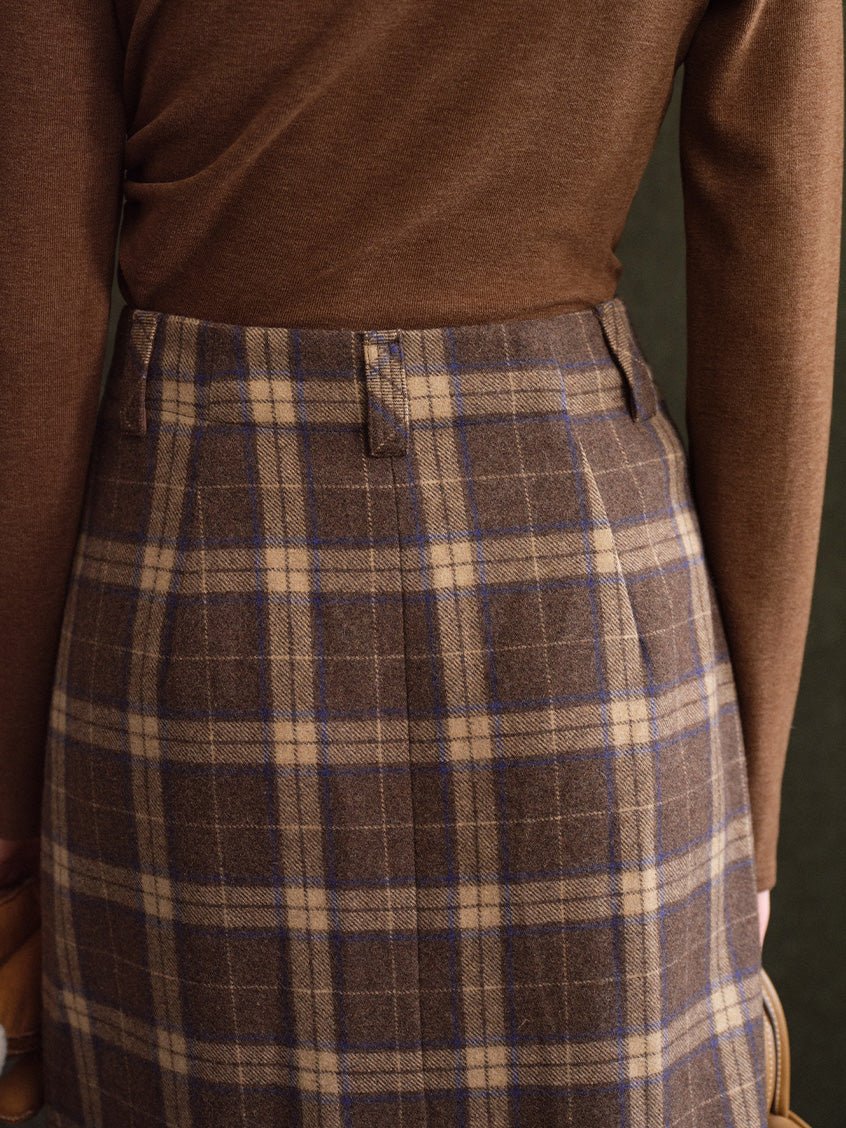 Charis Button-Front Plaid Wool-Blend Short Skirt