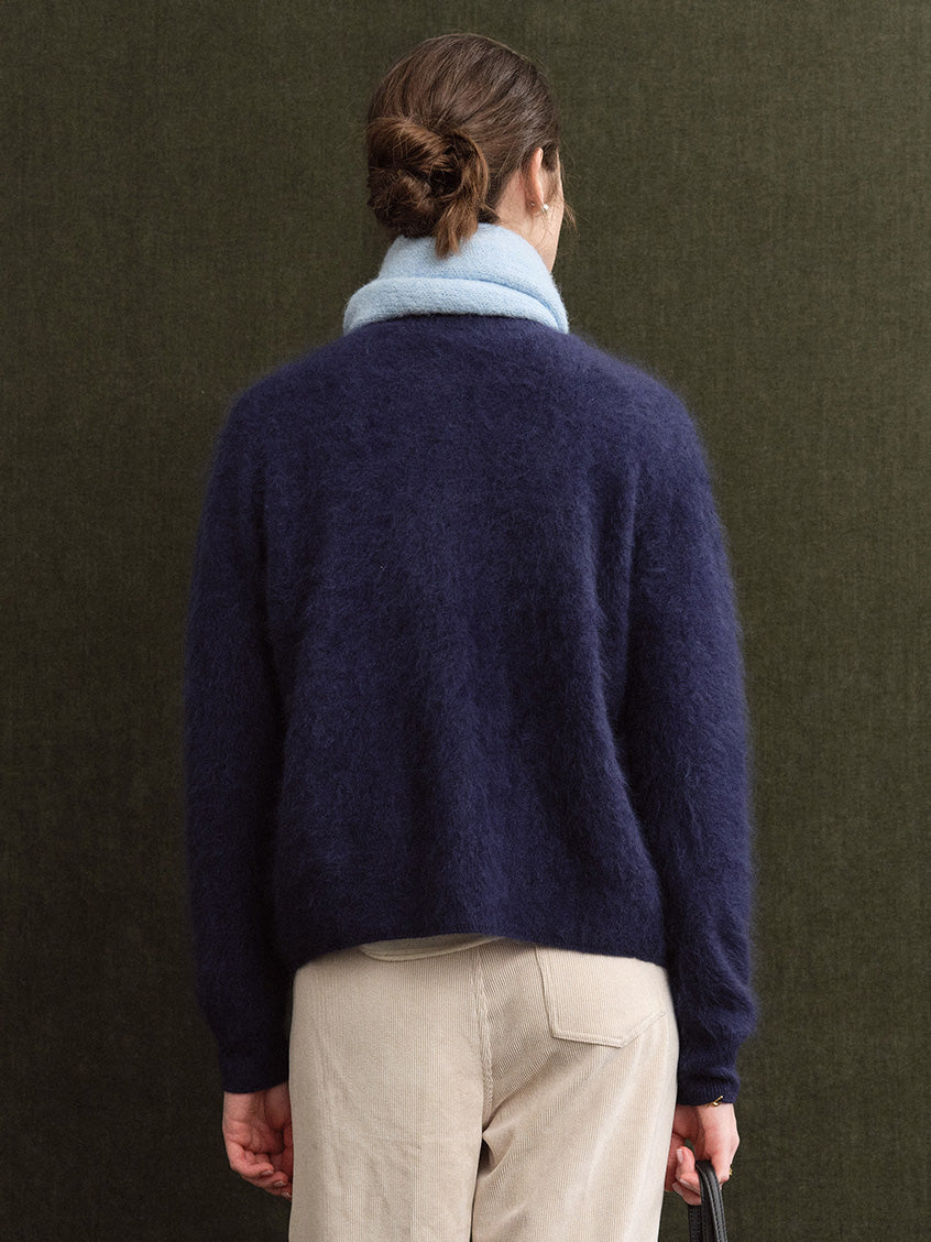Domenica Brushed Argyle Wool-Cashmere Cardigan