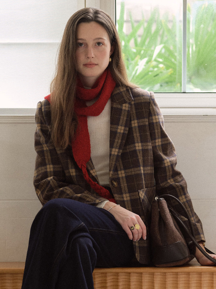 Charis Plaid Single-Breasted Wool-Blend Blazer