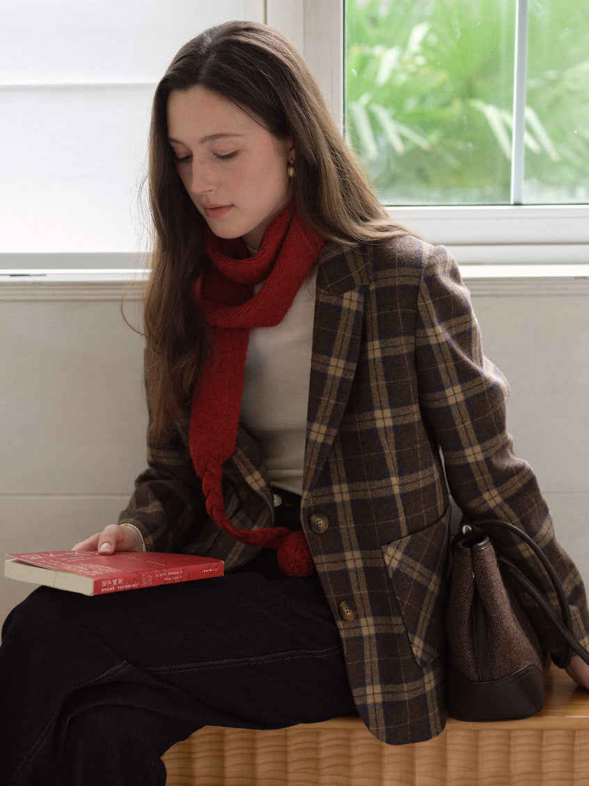 Charis Plaid Single-Breasted Wool-Blend Blazer